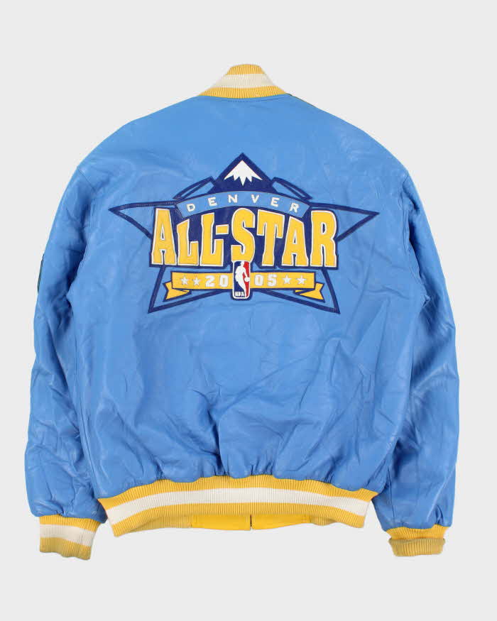 Vintage 2005 Jeff Hamilton Denver Nuggets NBA Eastern Conference Leather Bomber Jacket - S