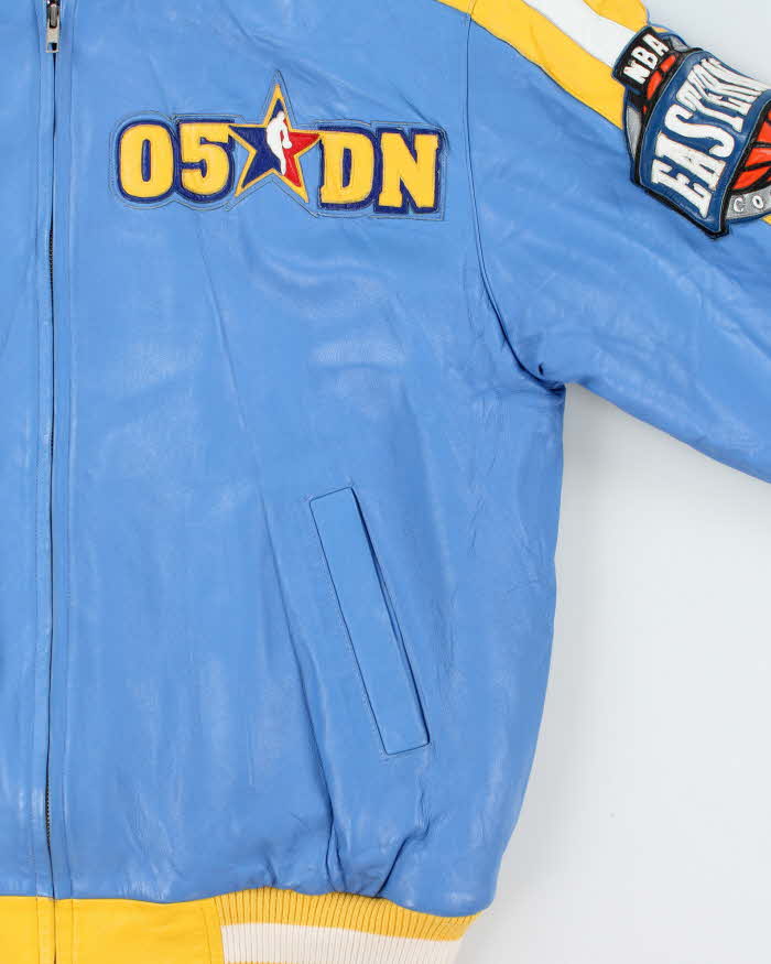 Vintage 2005 Jeff Hamilton Denver Nuggets NBA Eastern Conference Leather Bomber Jacket - S