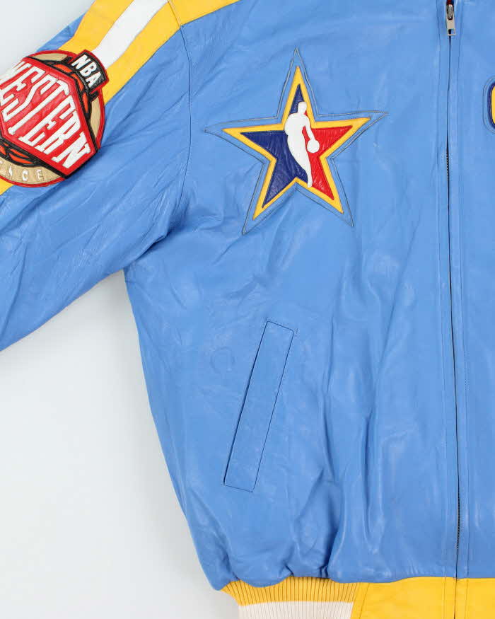 Vintage 2005 Jeff Hamilton Denver Nuggets NBA Eastern Conference Leather Bomber Jacket - S