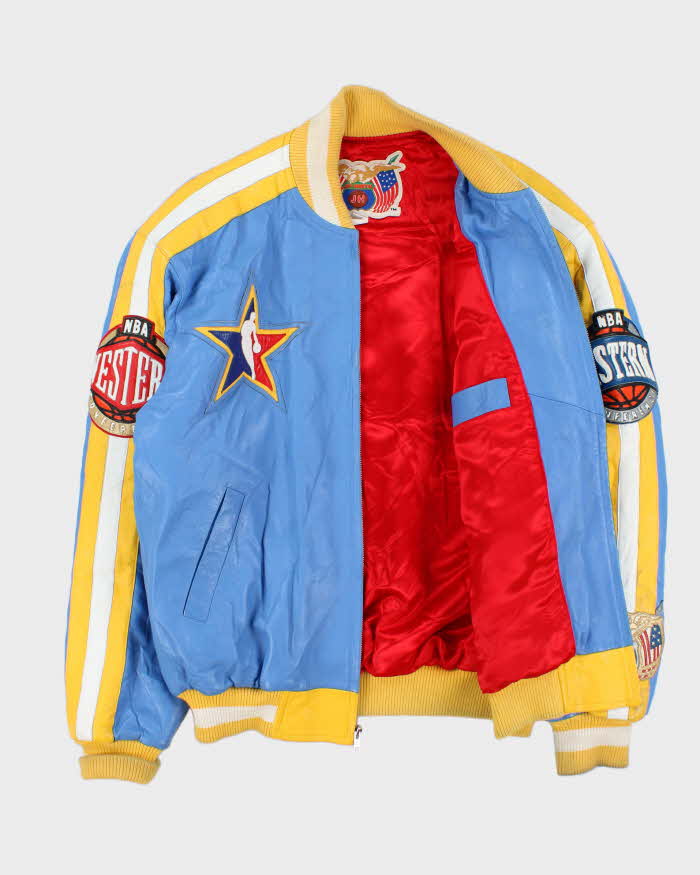 Vintage 2005 Jeff Hamilton Denver Nuggets NBA Eastern Conference Leather Bomber Jacket - S