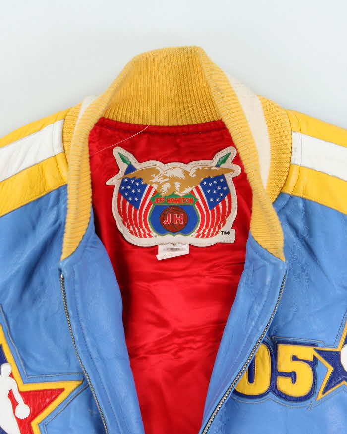 Vintage 2005 Jeff Hamilton Denver Nuggets NBA Eastern Conference Leather Bomber Jacket - S