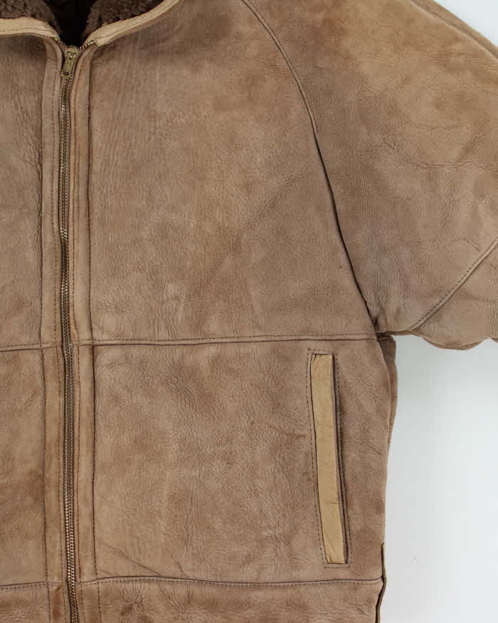 Vintage 1970s Knight Tailors Sheepskin Shearling Bomber Jacket - S