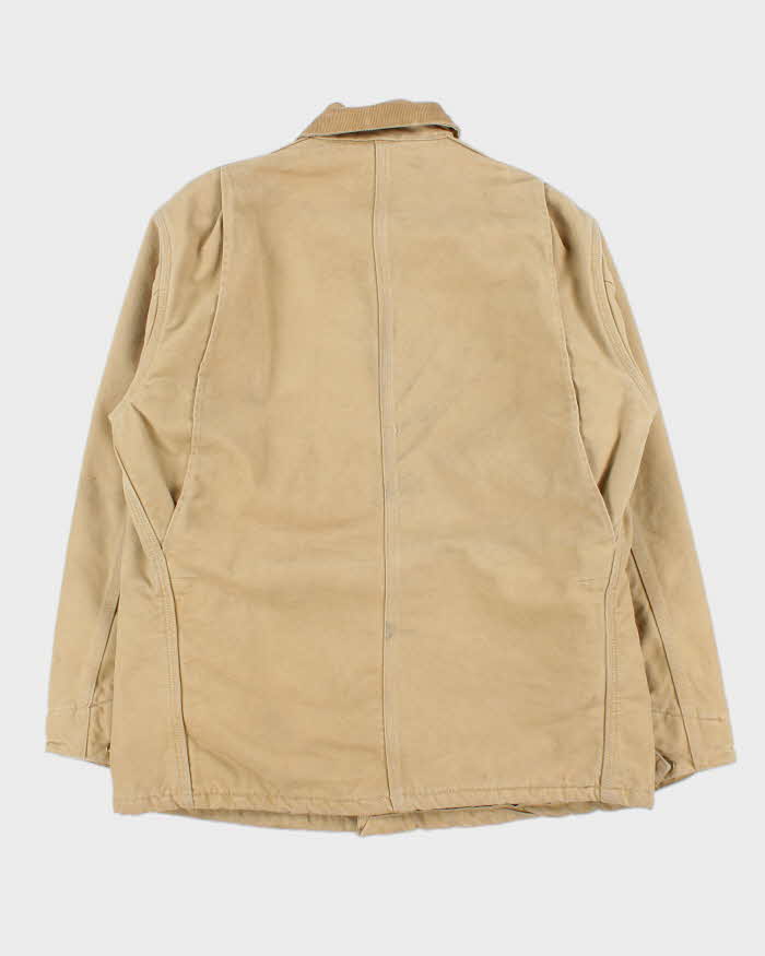 Vintage 2000 Carhartt Sandstone Made In Usa Tan Canvas Blanket Lined Chore Workwear Jacket - M