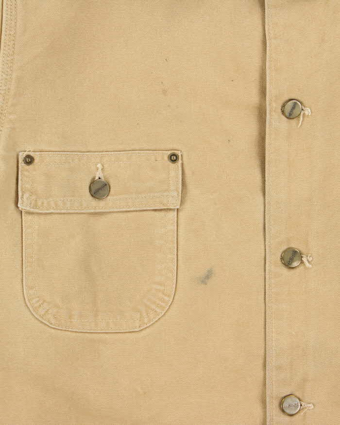 Vintage 2000 Carhartt Sandstone Made In Usa Tan Canvas Blanket Lined Chore Workwear Jacket - M