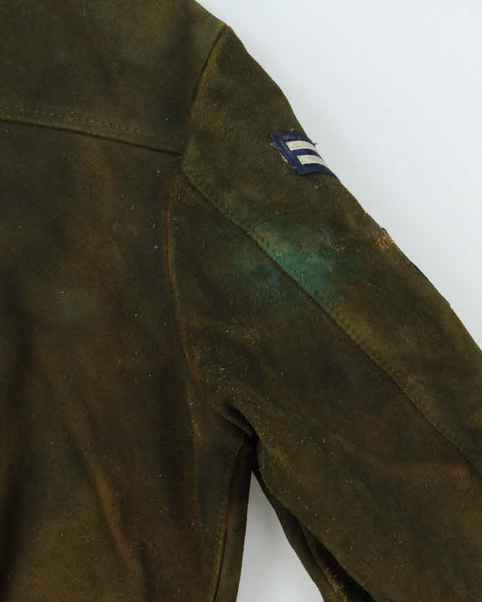 Vintage 1990s Schott NYC U.S Army Medic Mochizuki Japan Hand Painted Suede Bomber Jacket - L