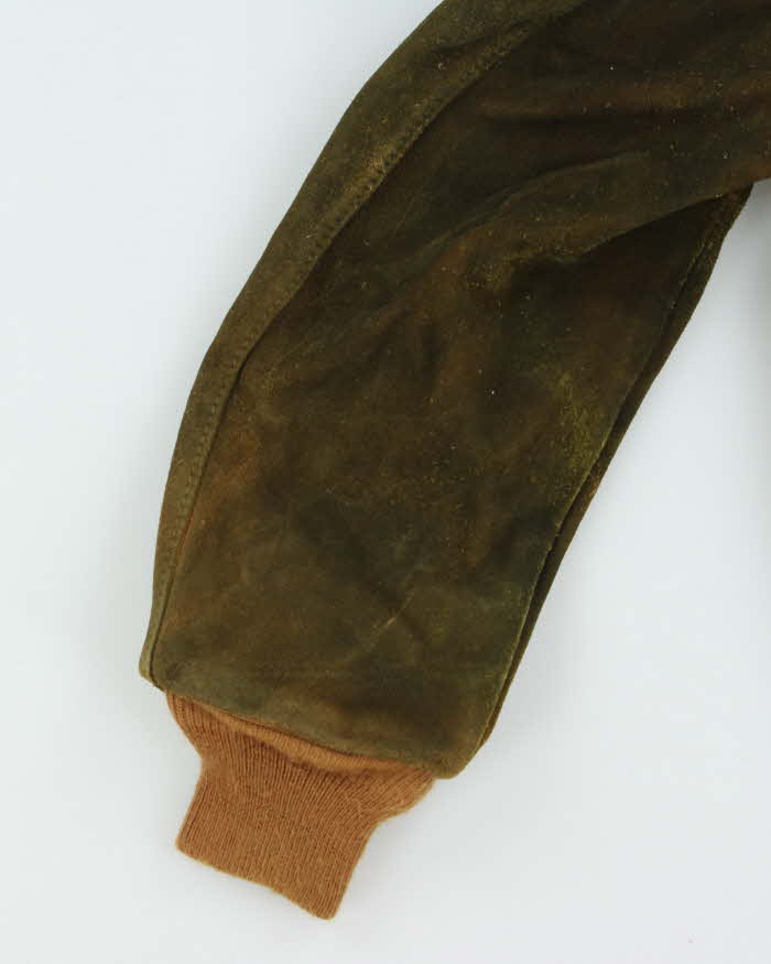 Vintage 1990s Schott NYC U.S Army Medic Mochizuki Japan Hand Painted Suede Bomber Jacket - L