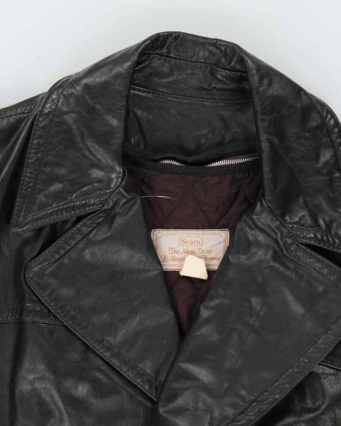 Vintage 70s Sears Long Leather Jacket - XL