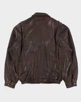 Vintage 1990s Nautica Fleece Quilt Lined Calfskin Leather Bomber Jacket - M