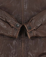 Vintage 1990s Nautica Fleece Quilt Lined Calfskin Leather Bomber Jacket - M