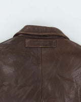 Vintage 1990s Nautica Fleece Quilt Lined Calfskin Leather Bomber Jacket - M