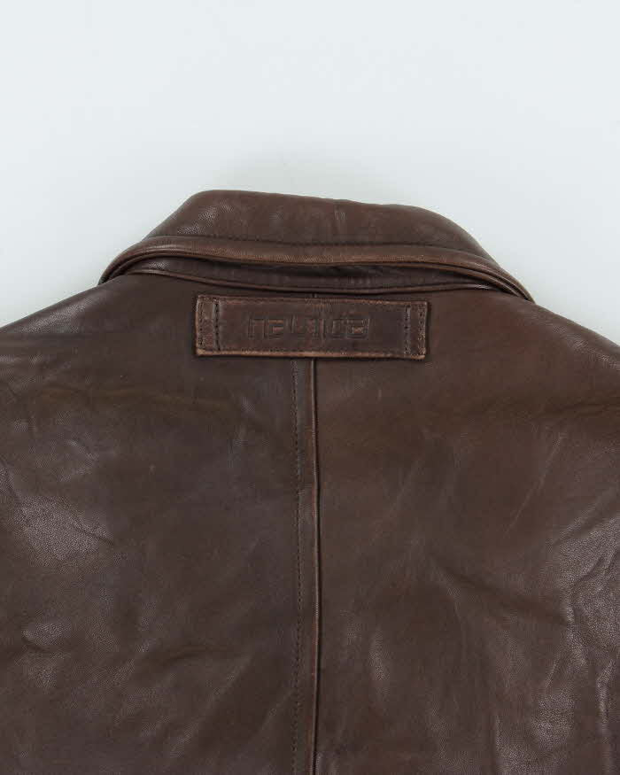 Vintage 1990s Nautica Fleece Quilt Lined Calfskin Leather Bomber Jacket - M