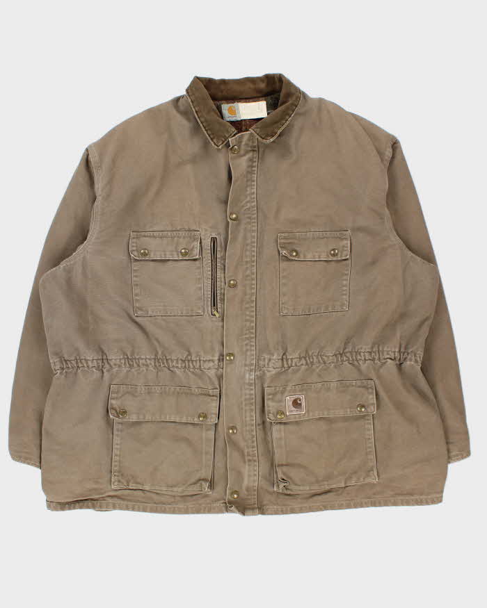 Vintage 1990s Carhartt Duck Canvas Blanket Lined Made In USA Trail Parka Workwear Jacket - XXXXL