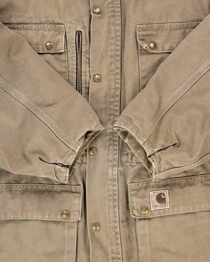 Vintage 1990s Carhartt Duck Canvas Blanket Lined Made In USA Trail Parka Workwear Jacket - XXXXL