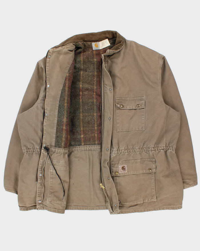 Vintage 1990s Carhartt Duck Canvas Blanket Lined Made In USA Trail Parka Workwear Jacket - XXXXL