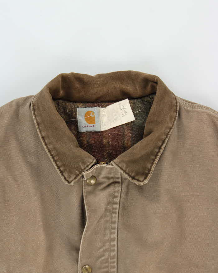 Vintage 1990s Carhartt Duck Canvas Blanket Lined Made In USA Trail Parka Workwear Jacket - XXXXL