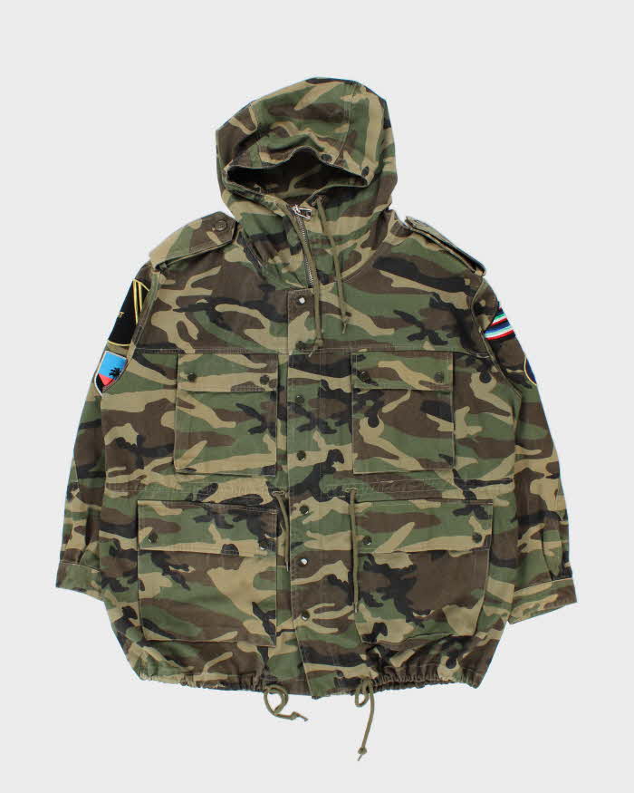 SS2016 Saint Laurent Space Camo Sequin Military Hooded Canvas Hunting Jacket - XL