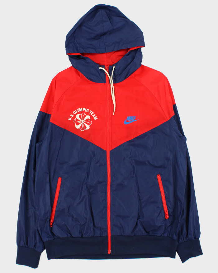 Vintage Nike 70s Pin Wheel Re-Issue U.S Olympic Team Hooded Windbreaker Jacket - L