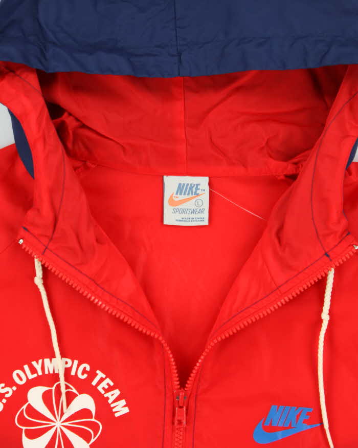 Vintage Nike 70s Pin Wheel Re-Issue U.S Olympic Team Hooded Windbreaker Jacket - L