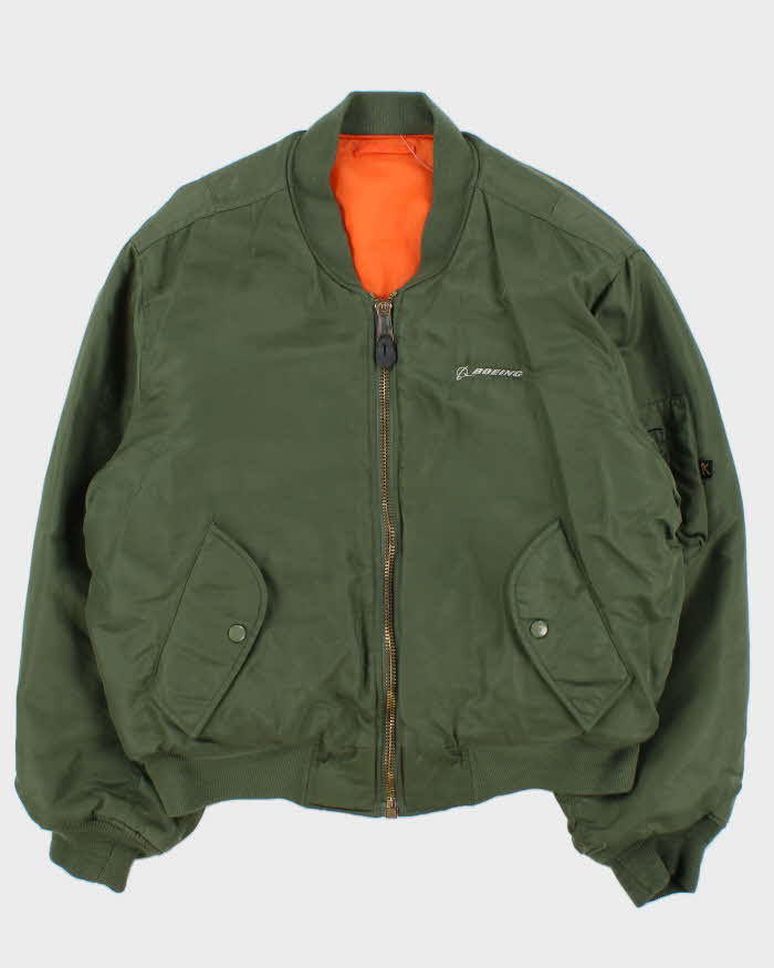 Vintage 1990s MA-1 USA Boeing Reversible Flight Bomber Jacket - L