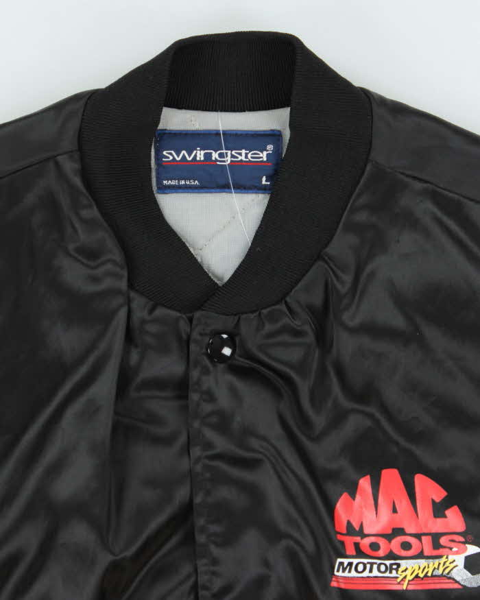 Vintage 1980s Swingster Mac Tools Motorsport Quilted Satin Bomber Jacket - L