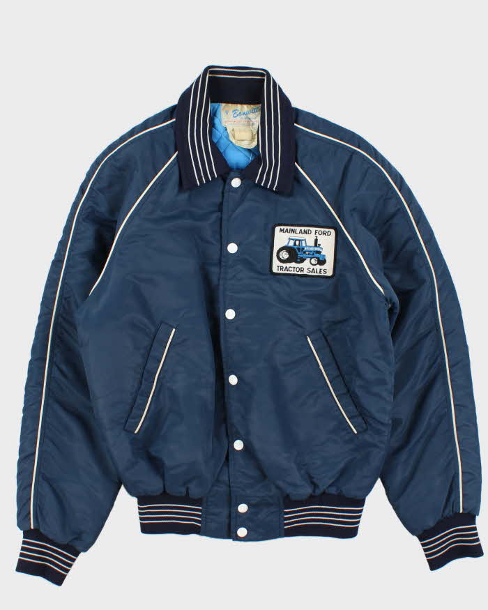 Vintage 1970s Bonnewitt Ford Quilted Satin Bomber Jacket - M