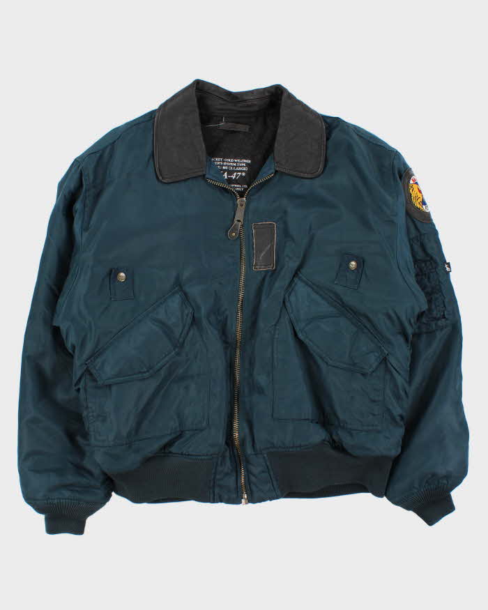 Vintage 1990s NA-47 Flying Eagle Leather Collared Flight Bomber Jacket - XL
