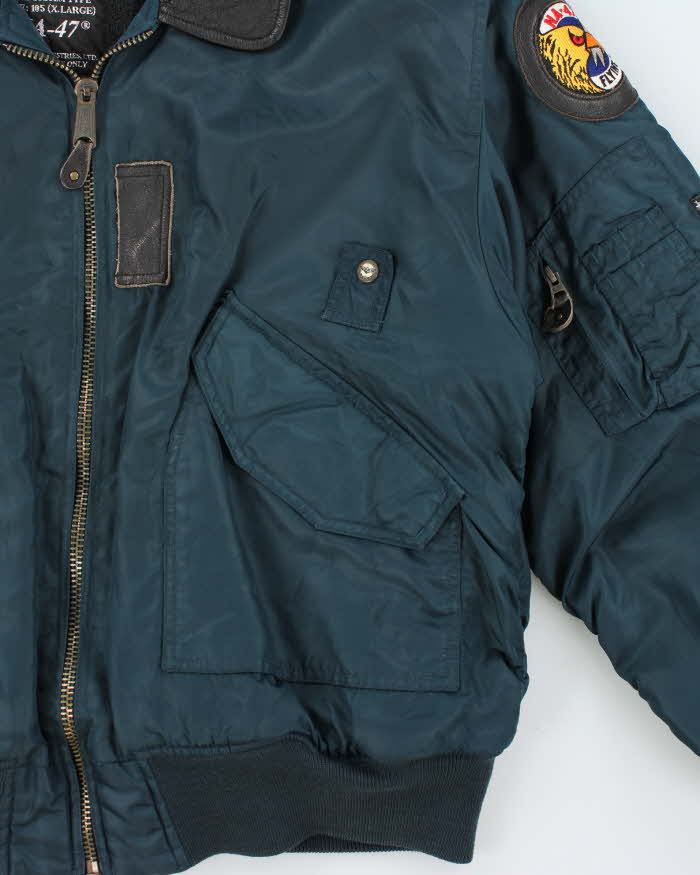 Vintage 1990s NA-47 Flying Eagle Leather Collared Flight Bomber Jacket - XL