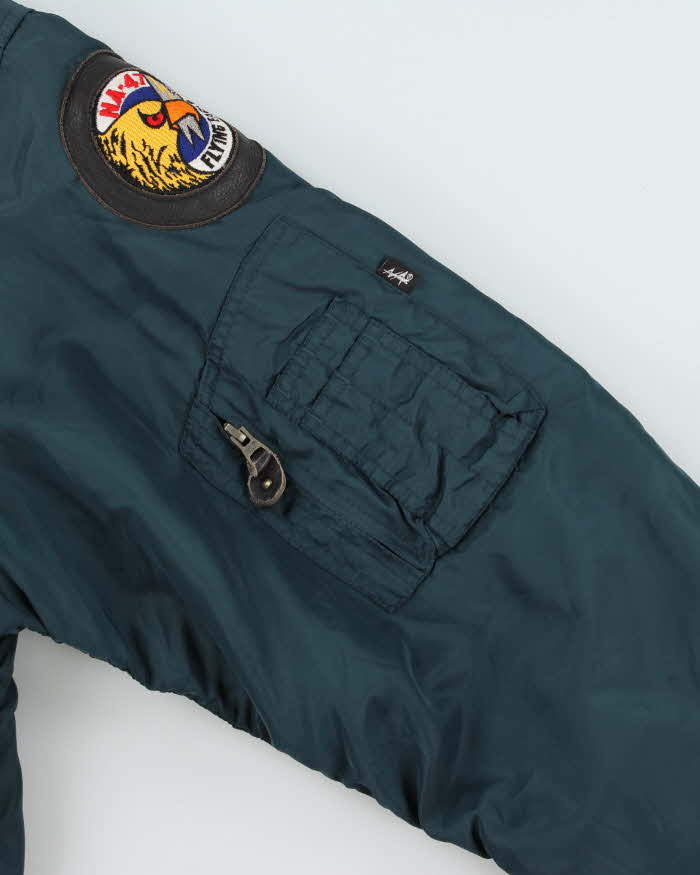 Vintage 1990s NA-47 Flying Eagle Leather Collared Flight Bomber Jacket - XL