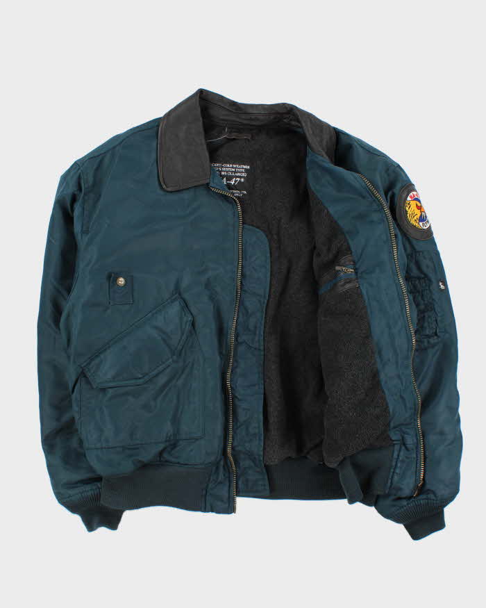 Vintage 1990s NA-47 Flying Eagle Leather Collared Flight Bomber Jacket - XL