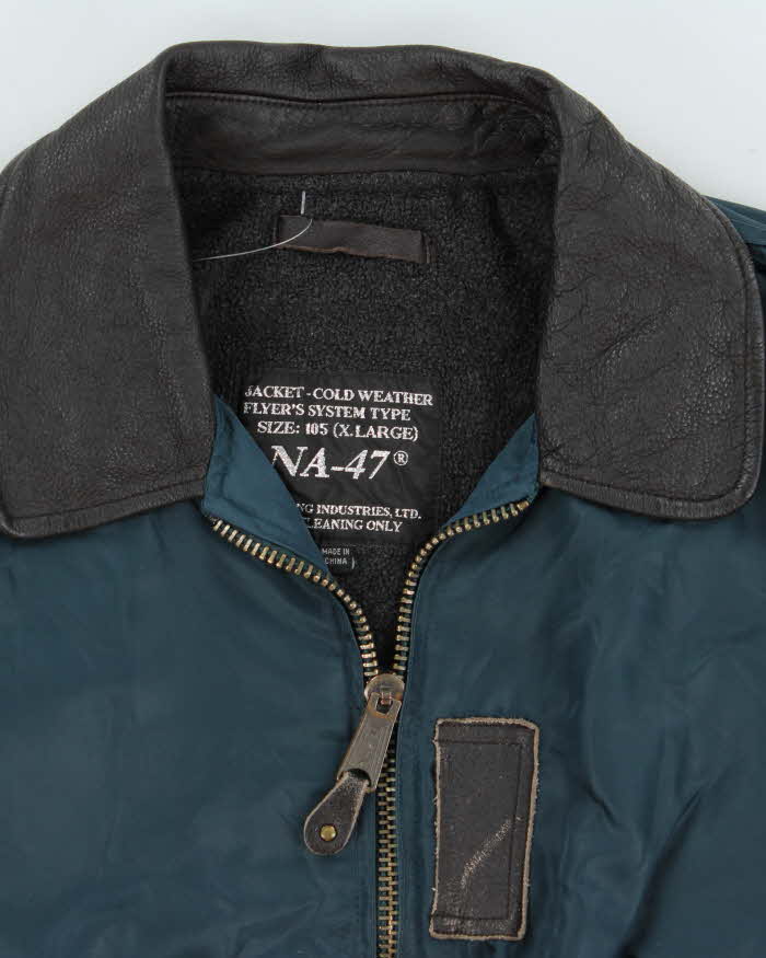 Vintage 1990s NA-47 Flying Eagle Leather Collared Flight Bomber Jacket - XL