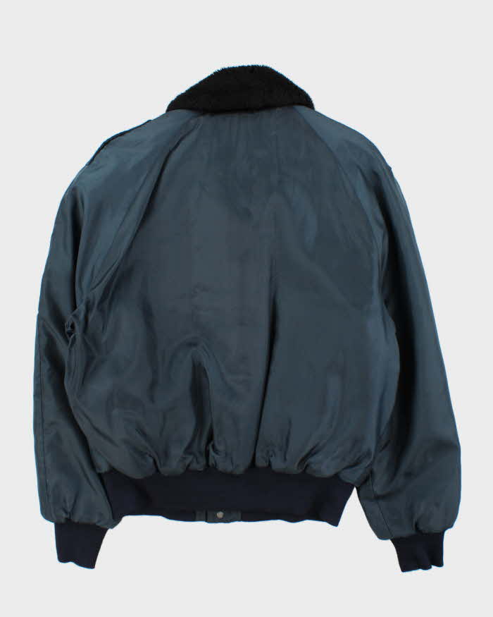 Vintage 1970s Avion Sportswear Coquitlam Fire Dept. Satin Shearling Bomber Jacket - L