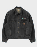 Vintage Y2K 00s Carhartt J233 Sandstone Sherpa Lined Made In USA Workwear Trucker Jacket - L