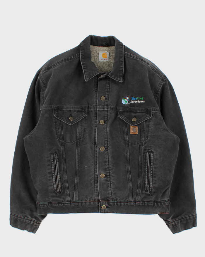 Vintage Y2K 00s Carhartt J233 Sandstone Sherpa Lined Made In USA Workwear Trucker Jacket - L