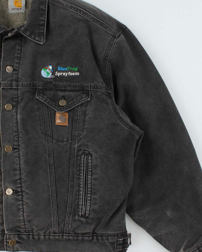 Vintage Y2K 00s Carhartt J233 Sandstone Sherpa Lined Made In USA Workwear Trucker Jacket - L