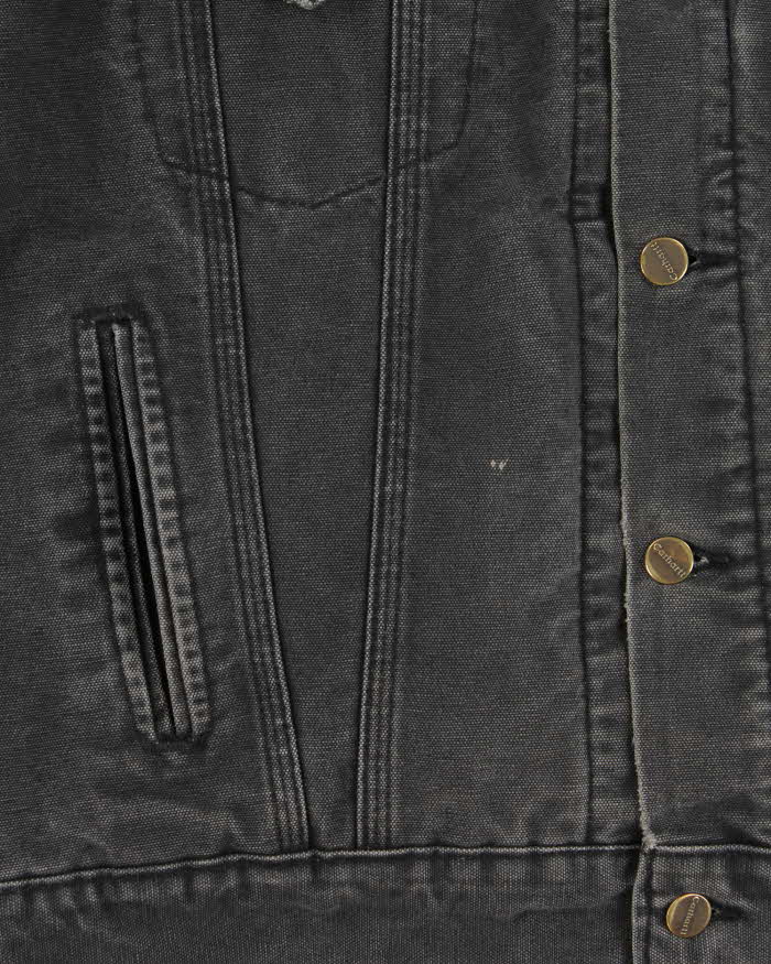 Vintage Y2K 00s Carhartt J233 Sandstone Sherpa Lined Made In USA Workwear Trucker Jacket - L