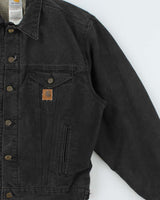 Vintage Y2K 00s Carhartt J233 Sandstone Sherpa Lined Made In USA Workwear Trucker Jacket - M