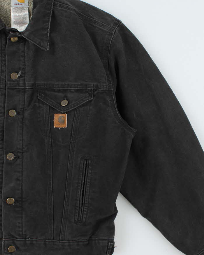 Vintage Y2K 00s Carhartt J233 Sandstone Sherpa Lined Made In USA Workwear Trucker Jacket - M