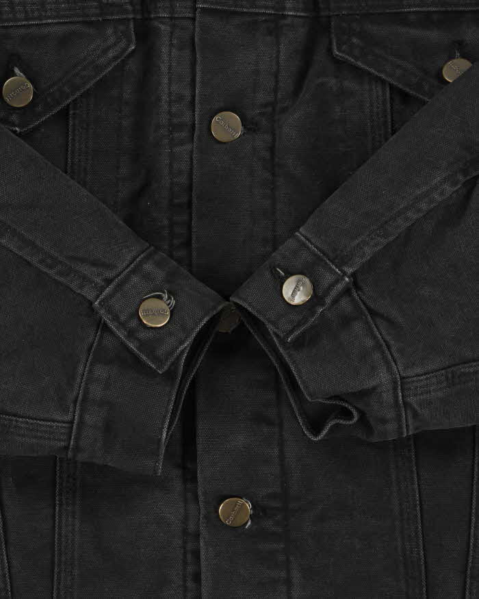 Vintage Y2K 00s Carhartt J233 Sandstone Sherpa Lined Made In USA Workwear Trucker Jacket - M