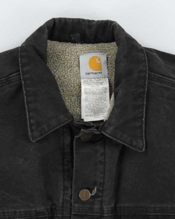 Vintage Y2K 00s Carhartt J233 Sandstone Sherpa Lined Made In USA Workwear Trucker Jacket - M