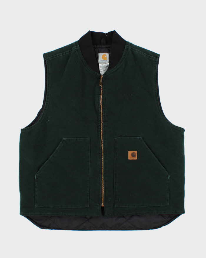 Vintage Y2K 00s Carhartt VO2 Spruce Green Arctic Lined Made In USA Workwear Gilet - XL
