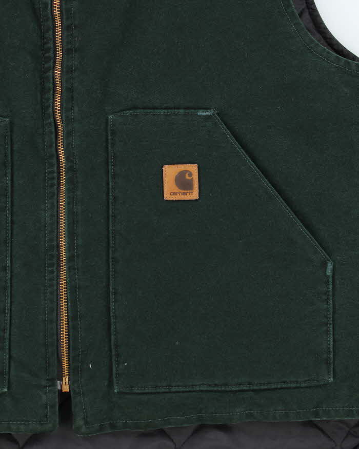 Vintage Y2K 00s Carhartt VO2 Spruce Green Arctic Lined Made In USA Workwear Gilet - XL