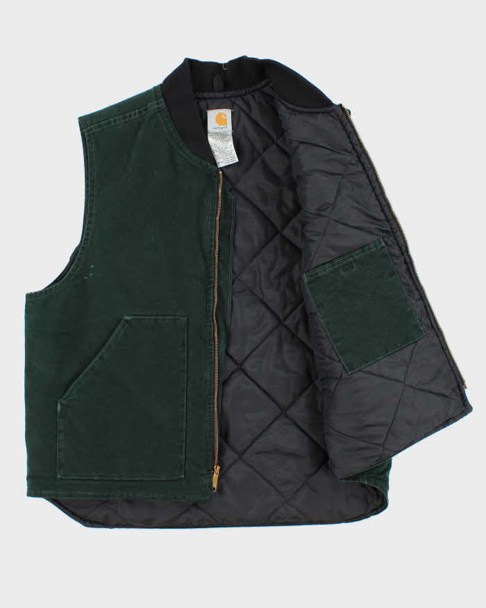 Vintage Y2K 00s Carhartt VO2 Spruce Green Arctic Lined Made In USA Workwear Gilet - XL