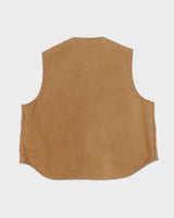 Vintage 1980s Carhartt VO3 Sandstone Canvas Sherpa Lined Union Made In USA Workwear Gilet - XL