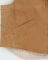 Vintage 1980s Carhartt VO3 Sandstone Canvas Sherpa Lined Union Made In USA Workwear Gilet - XL