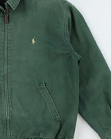 Vintage 1990s Polo Ralph Lauren Tartan Lined Forest Green Harrington Jacket - M