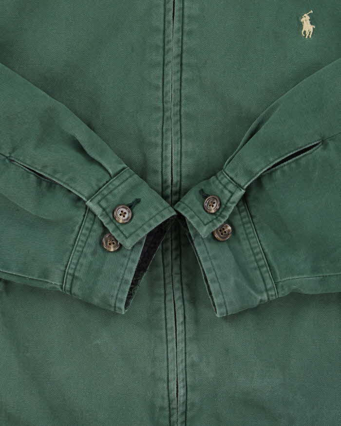 Vintage 1990s Polo Ralph Lauren Tartan Lined Forest Green Harrington Jacket - M
