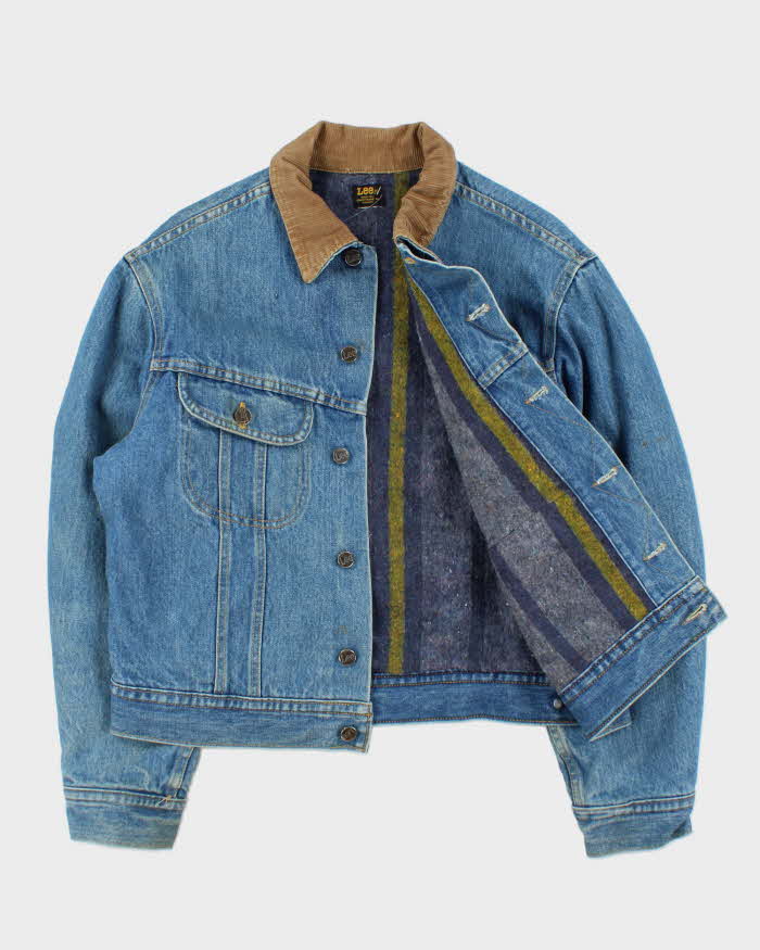 Vintage 1980s Lee Blanket Lined Denim Trucker Jacket - M