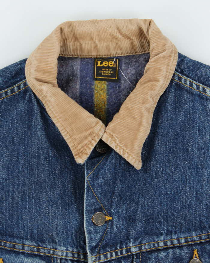 Vintage 1980s Lee Blanket Lined Medium Wash Denim Trucker Jacket - S