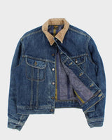 Vintage 1980s Lee Blanket Lined Medium Wash Denim Trucker Jacket - S