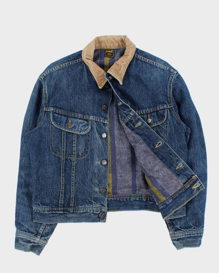 Vintage 1980s Lee Blanket Lined Medium Wash Denim Trucker Jacket - S